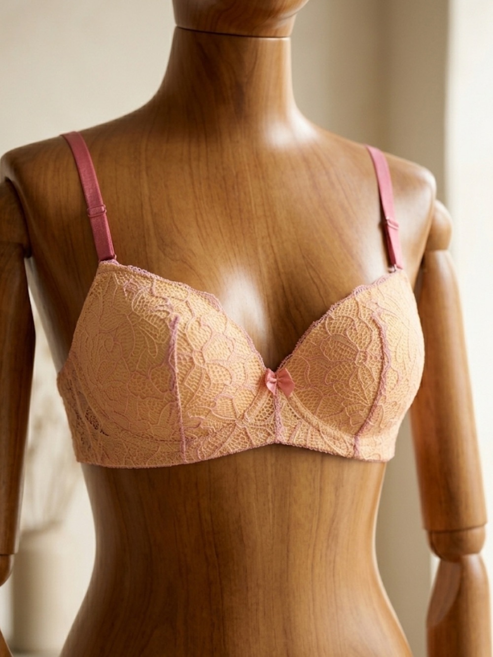 La Vie en Rose Yellow & Pink Lace Bra | Lightly Lined Size 32A